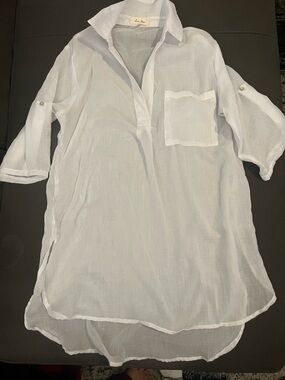 Love Notes White Sheer Beach Coverup Tunic